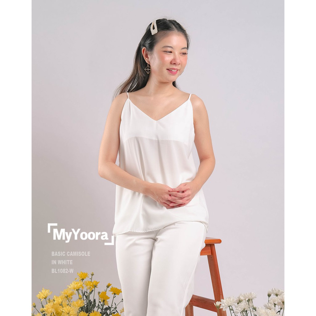 MyYoora Basic Camisole Tank Top Tanktop Cami Wanita BL1082-WHITE-Adjustable