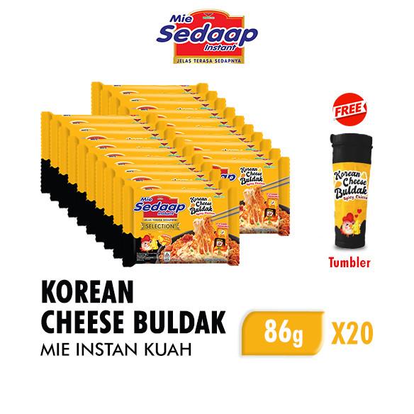 

Sedaap Mie Instan Goreng Korean Cheese Buldak 86gr x 20 Free Tumbler