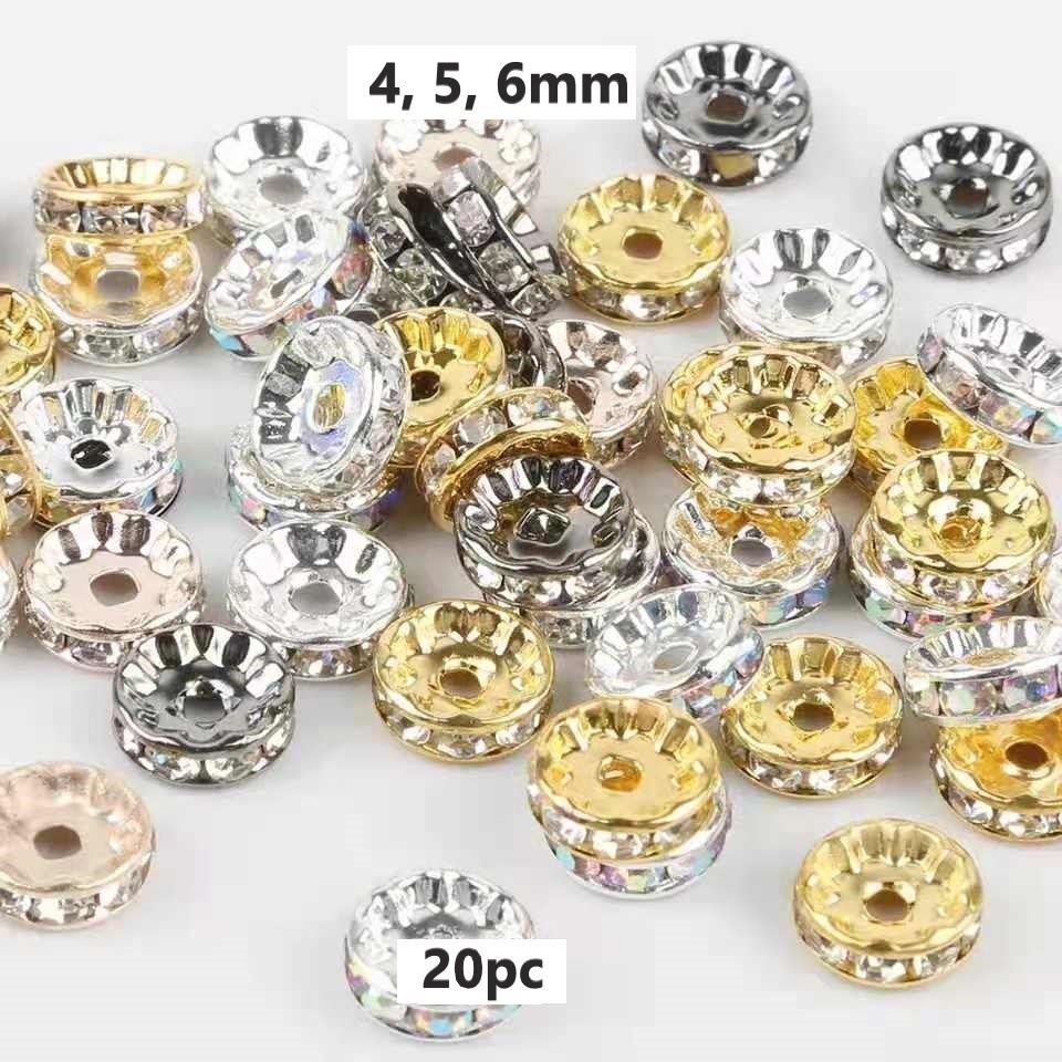 Pembatas Kristal Gelang/Kalung Bahan Besi Uk 4-6mm, Harga/20pc