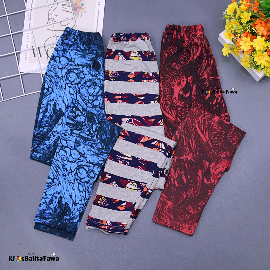 Legging Calvina uk 8-12 tahun / Leging Panjang Motif  Bahan Kaos Spandek Anak Perempuan Ketat Nyaman