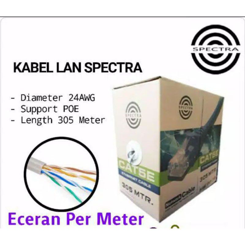 Kabel lan utp eceran per meter cat5e ecer (SIAP PAKAI FREE KONECTOR )