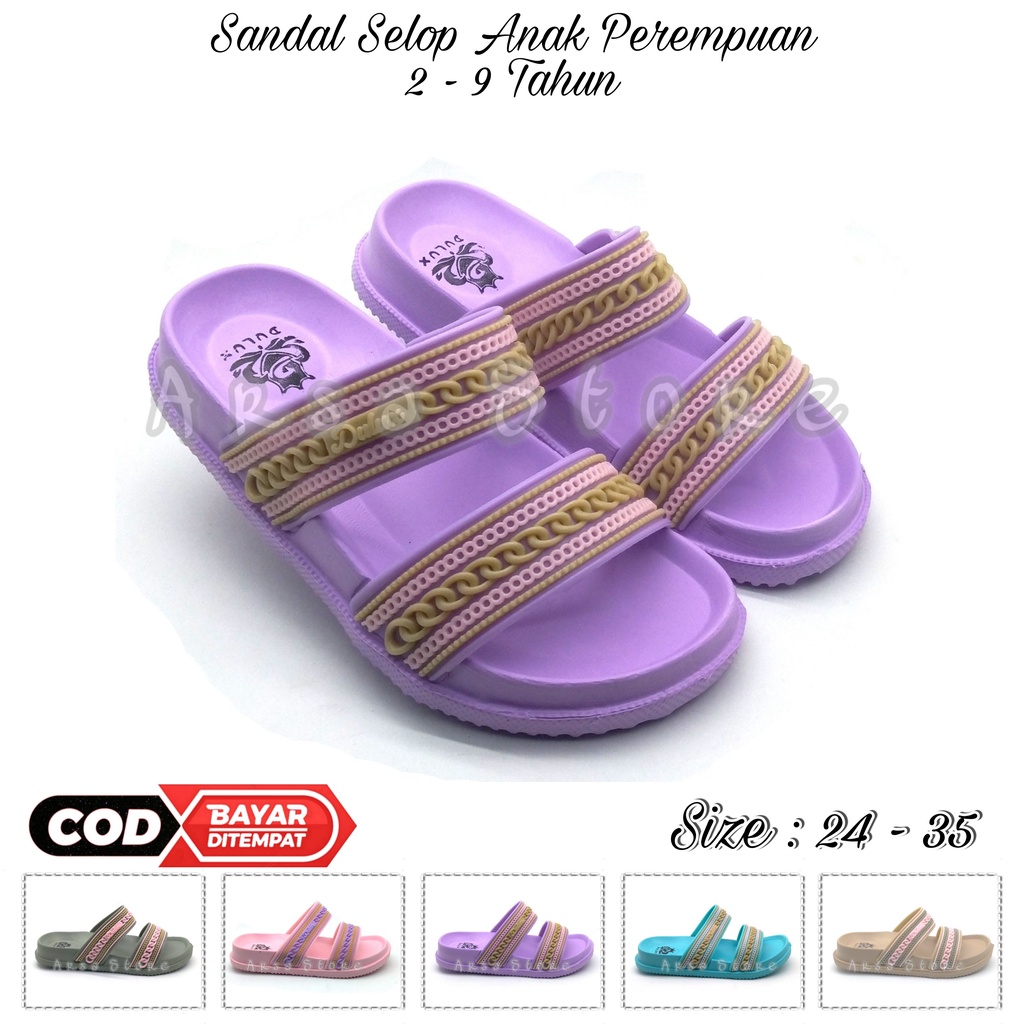 Sandal Selop Anak Perempuan / Sendal Kokop Ban Dua Motif Batik Warna Anak Cewek Terbaru