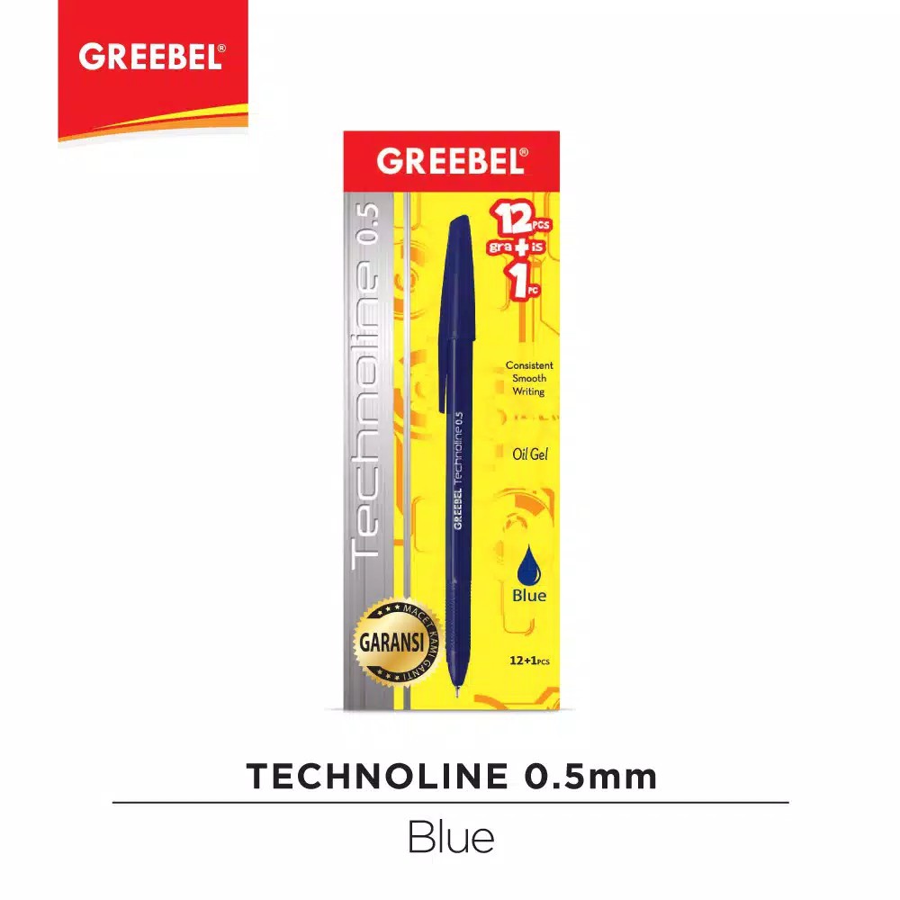 

[12+1] Bulpen Greebel Technoline Biru 0.5 mm / Balpen / Bulpoint / Pen / Pena / Alat Tulis [12 pcs + 1 pcs = 13 pcs]