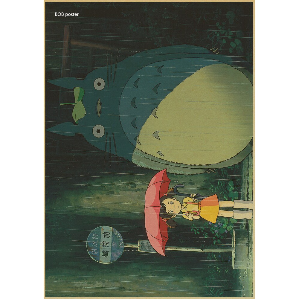 Poster Dinding Kertas Kraft Desain Anime My Neighbor Totoro Miyazaki Hayao Klasik Retro Nostalgia