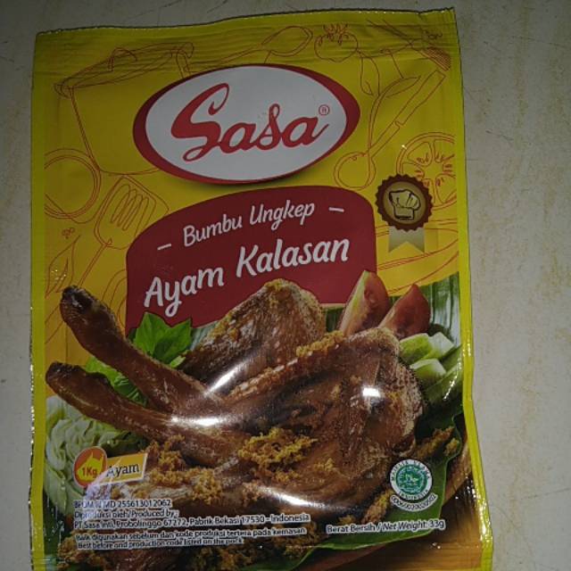 

Sasa bumbu ungkep ayam kalasan 33gr untuk 1kg ayam bumbu instant