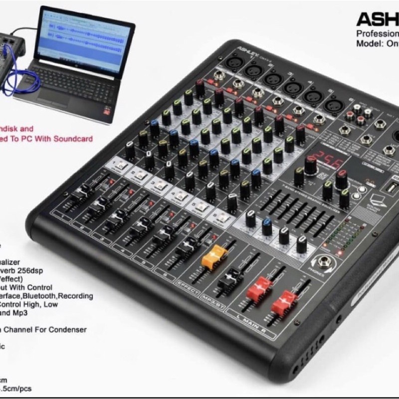 Mixer ashley onyx 6 original 6 channel usb bluetooth equalizer