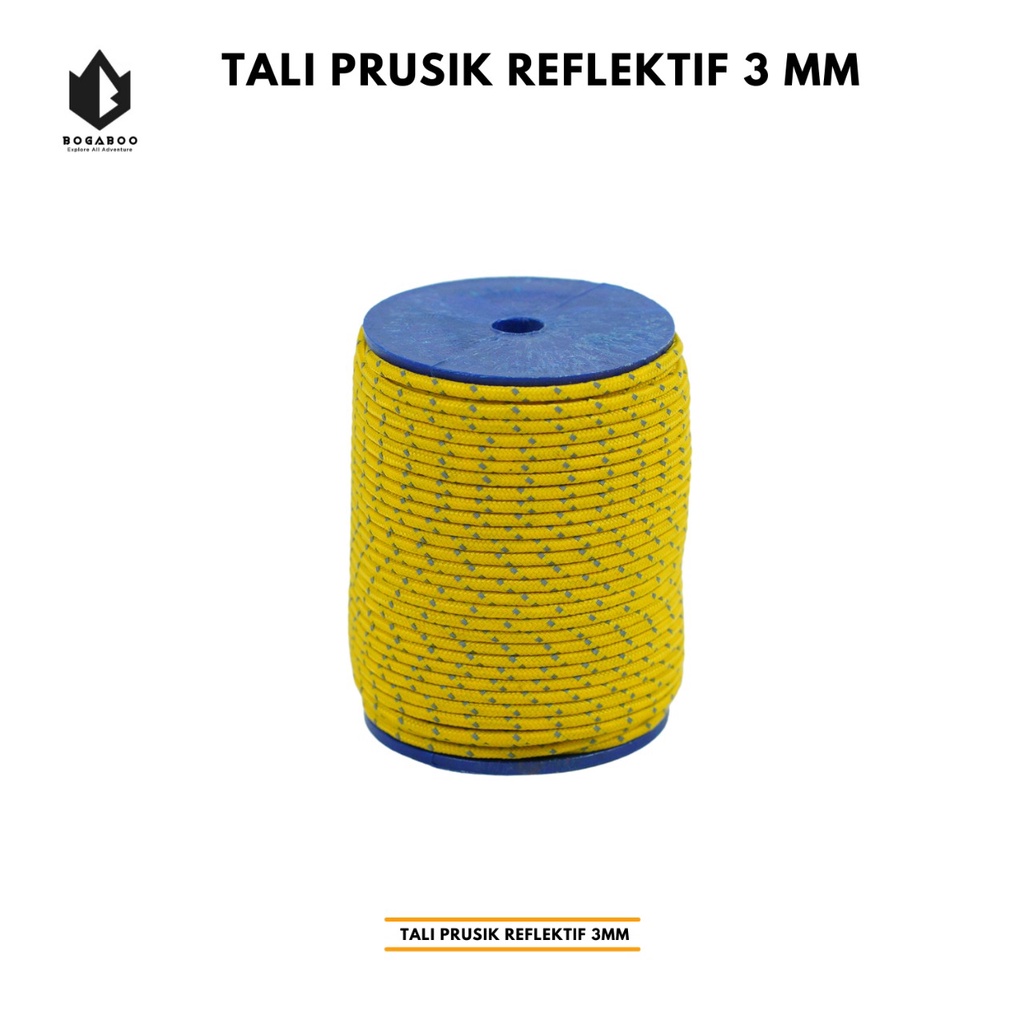 (COD KUY) TALi PERUSIK REFLEKTIF 3 MM - tali prusik reflective - tali perusik nyala - tali tenda outdoor - TALI REFLEKTIF ULTRALIGHT 1 ROLL