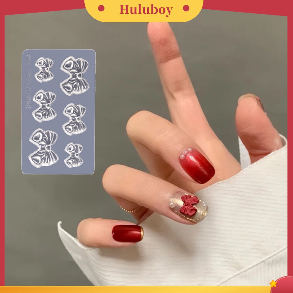 Huluboy Huluboy♡ Cetakan Silikon Bentuk Pita 3D Reusable Untuk Manicure DIY