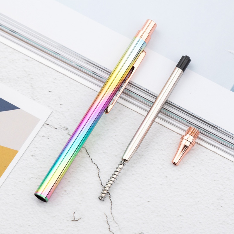 1 Piece Colorful Press Design Metal Ballpoint Pen Business Signature Pen School Students Stationery