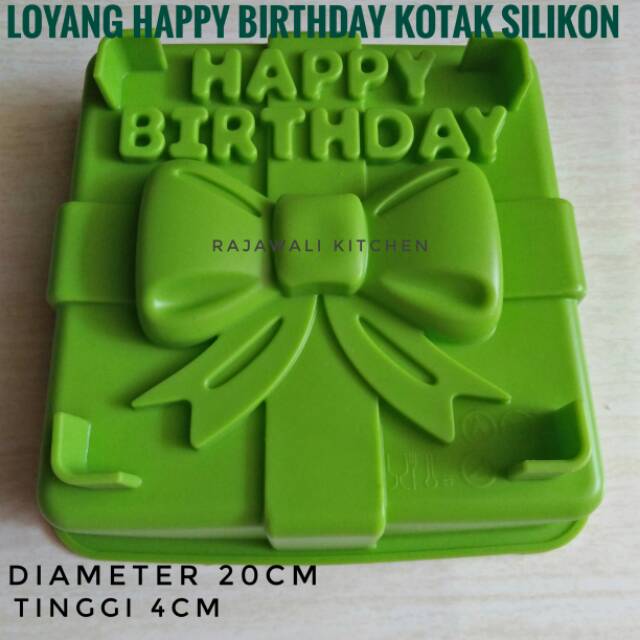 Loyang Cetakan Cake Puding Bolukukus Happy Birthday Kotak Silikon
