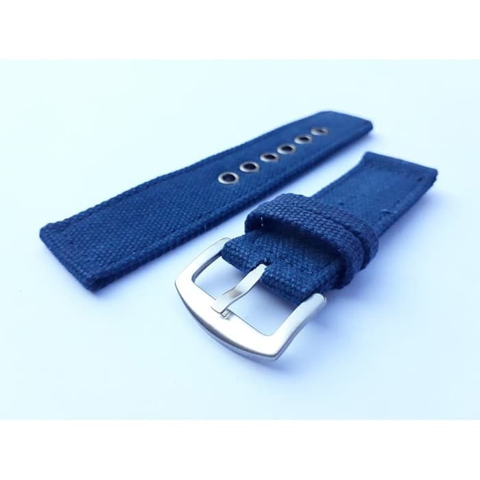 TALI JAM TANGAN CANVAS MILITARY 24MM BIRU NYLON CANVAS STRAP