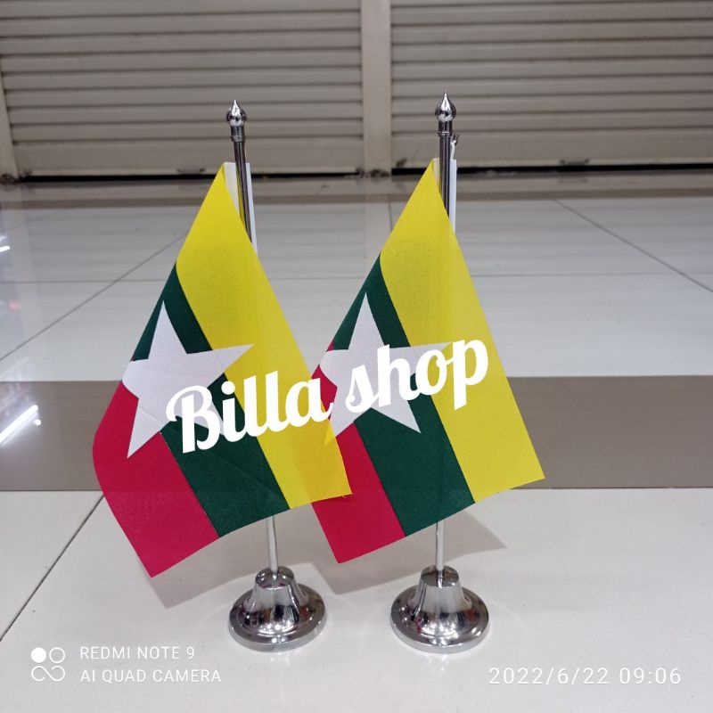 Bendera Meja Myanmar + tiang stenlis