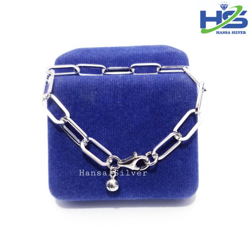 Gelang Perak Asli Silver 925 Lapis Emas Putih Model Rantai Catena - Gelang Anti Karat