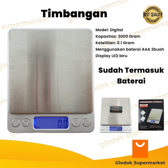 Timbangan Dapur Digital Perhiasan Scale 3000 Gram 0.1g 3Kg