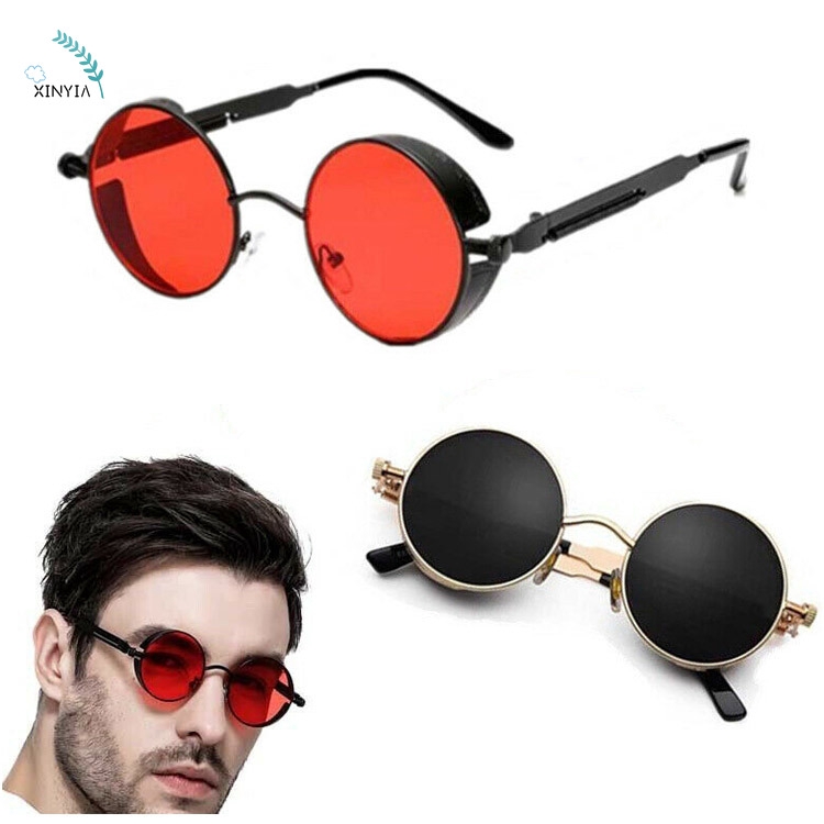 Kacamata Hitam Vintage Sunglass Terpolarisasi Steampunk Putaran Kacamata