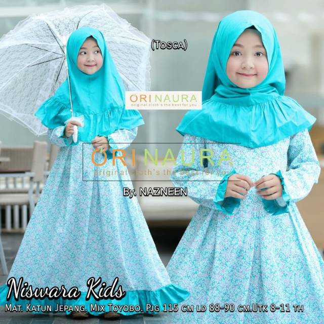 Fashion Wanita Gamis Anak Niswara Ori Naura Set Jilbab