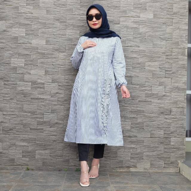SALE Zea Tunik Stripe Grey by Radwah READY