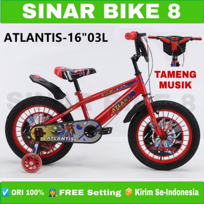 Sepeda Anak Laki Ukuran 16 dan 18 Inch BMX Atlantis -03L Usia 4-9 Tahun Musik &amp; lampu