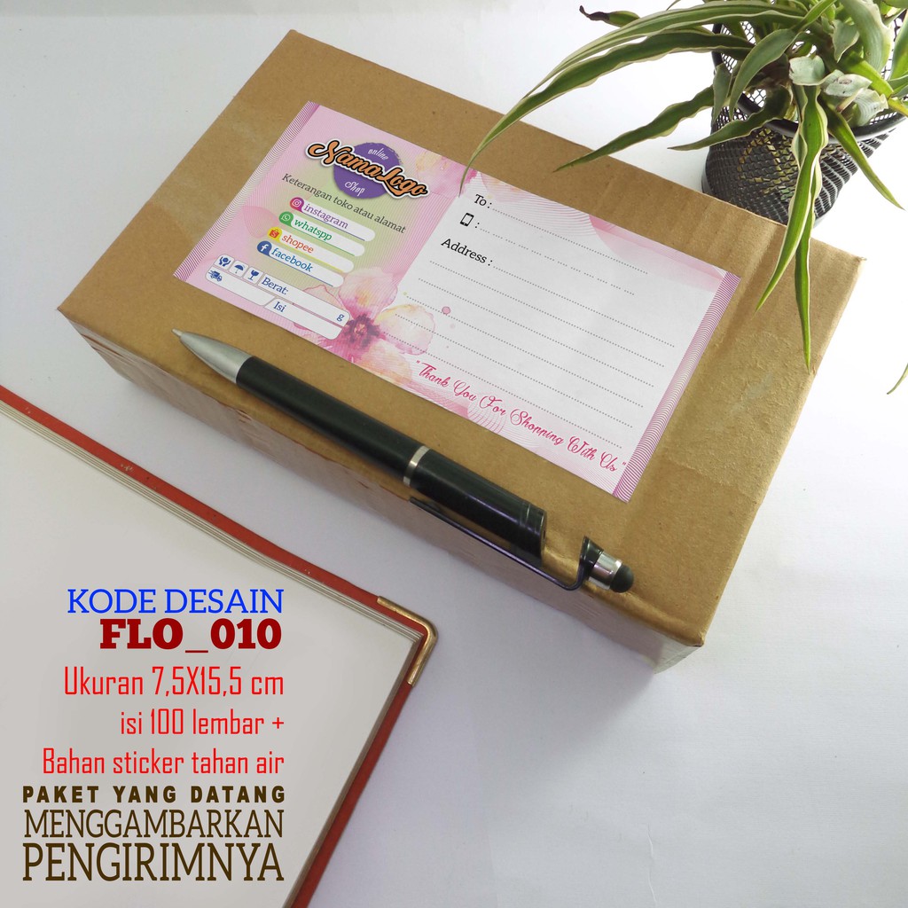 

isi 100 Sticker Pengiriman Online Shop BESAR isi 100 Logo dan nama sesuai olshop