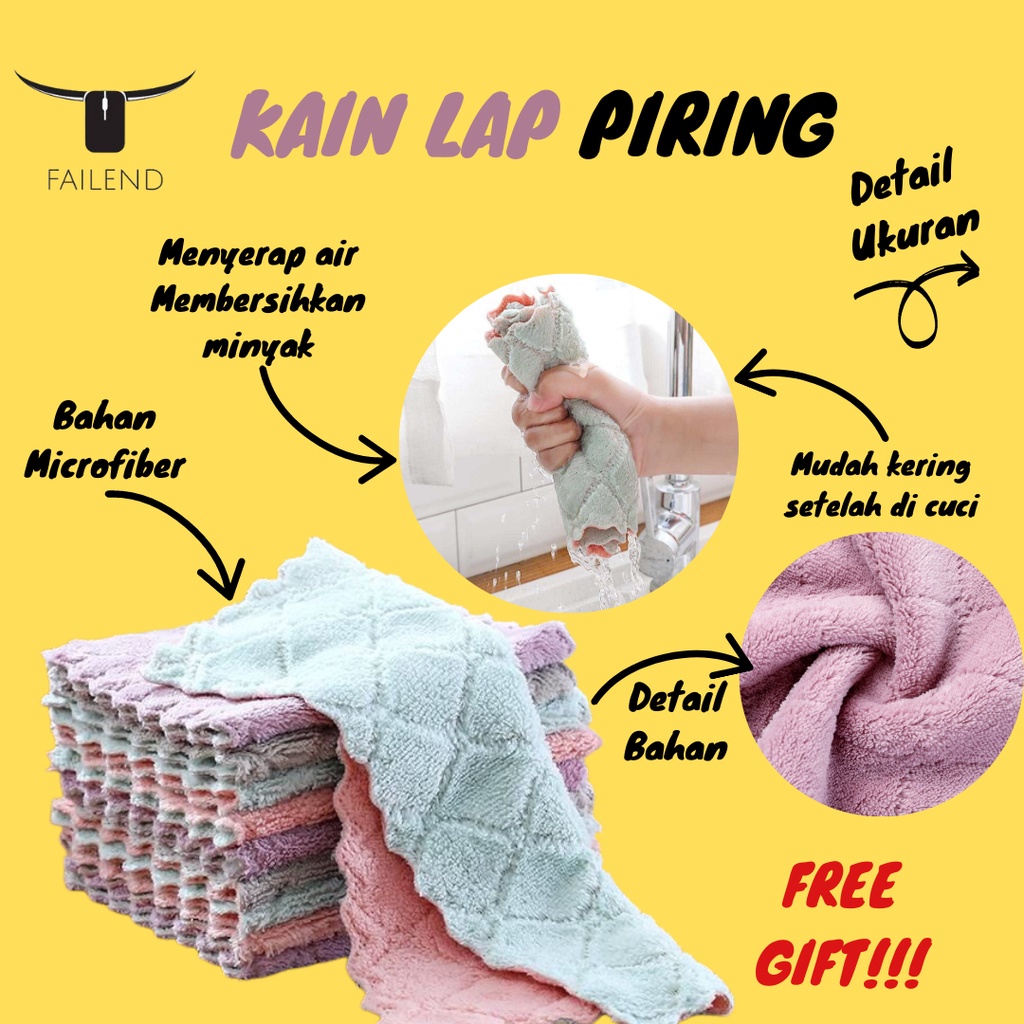 Kain Lap Piring Anti Minyak Bahan Microfiber Untuk Cuci Piring Dapur