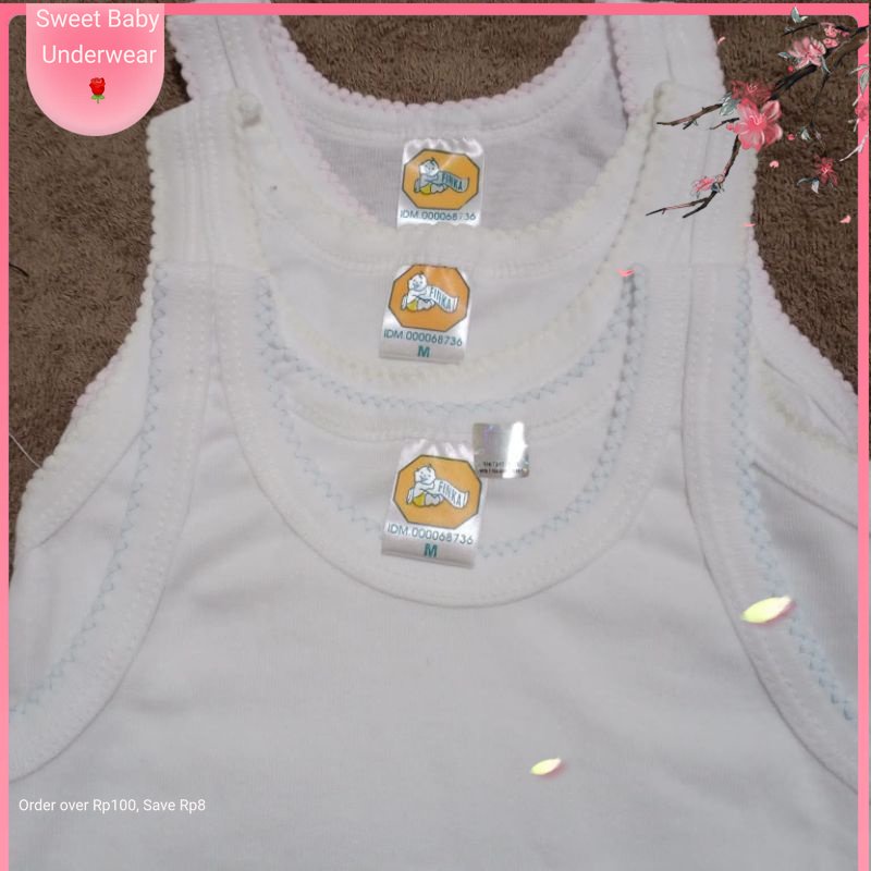 1 PCS SINGLET FINKA || GROSIR SINGLET BAYI DAN ANAK FINKA PUTIH KATUN