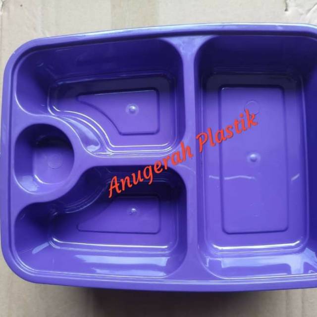 Lunch Box Sekat 4 + Tutup Merek Fim ( Ungu ) Harga 1 Roll Isi 25 Pcs