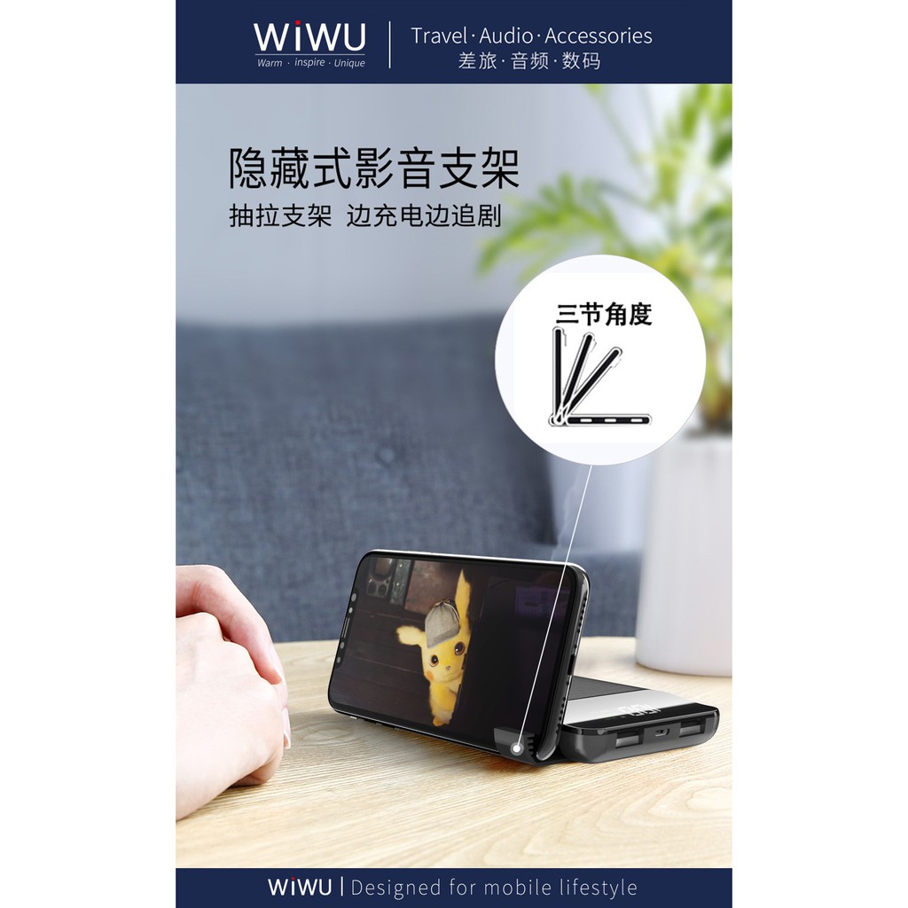 WIWU PD POWERBANK W2 - PD 18W Powerbank 10000mAh and Wireless Charging - Powerbank &amp; Wireless Charge