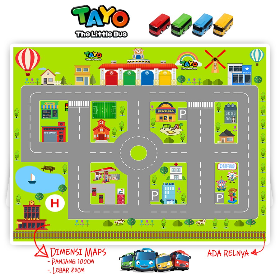 Tayo The Little Bus Parking Lot 603 Mainan Anak Mobil Rel Track