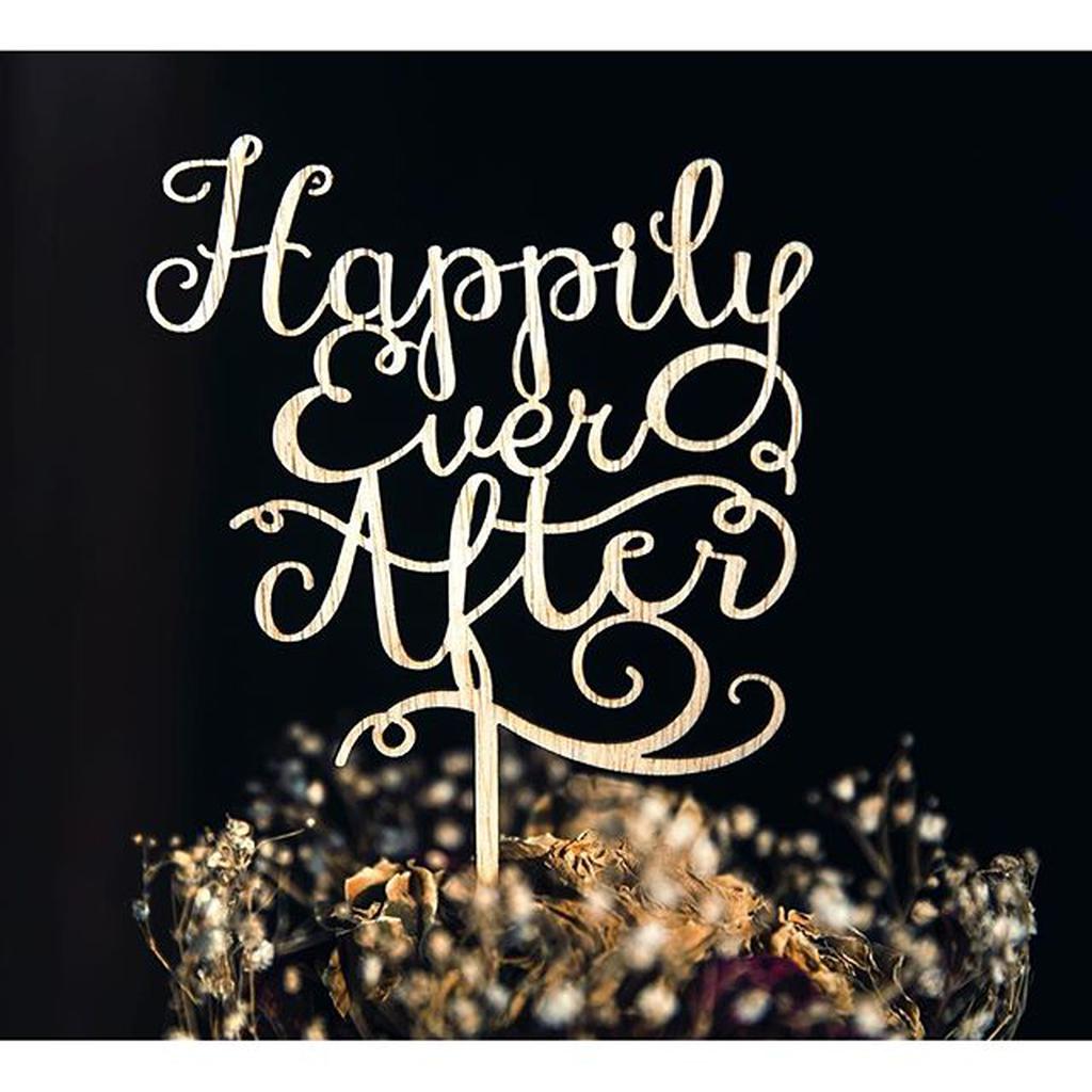 

Happily ever after wooden cake topper