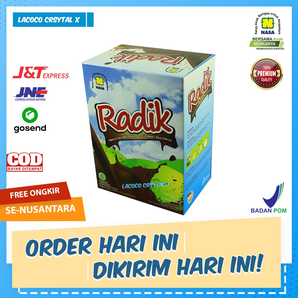 

RADIK SUSU COKLAT NASA SUSU SERBUK KAMBING / Lacoco Crystal X Jakarta