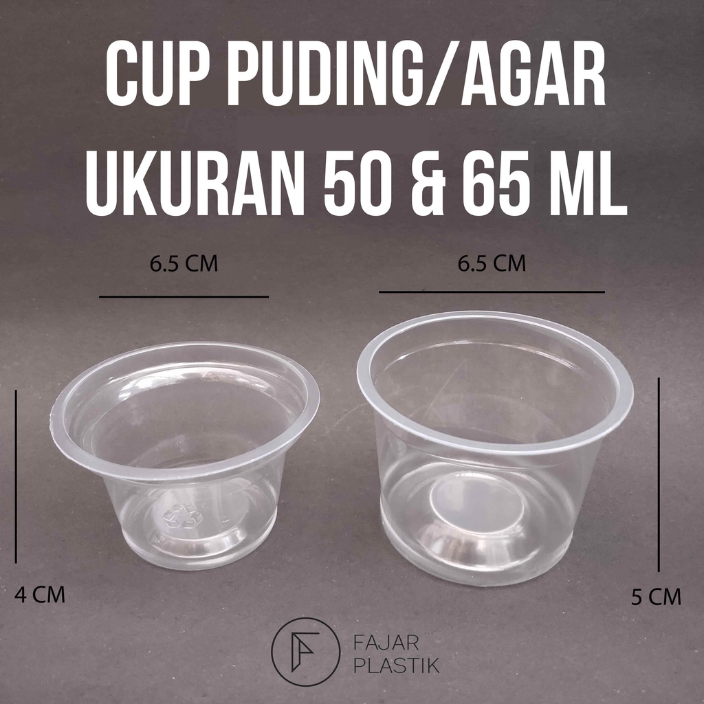 Cup Puding/Cup Ager/Cup Agar/Cup Jelly/Tutup Puding/Tutup Agar Ukuran 50 & 65 ML Isi 50 Pcs
