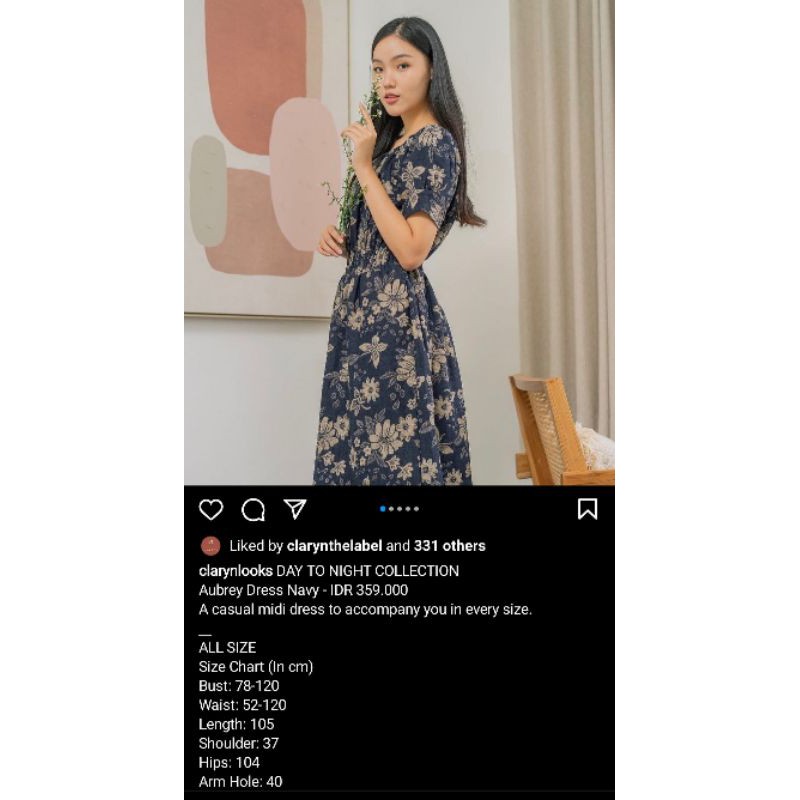 Aubrey Dress navy by claryn preloved