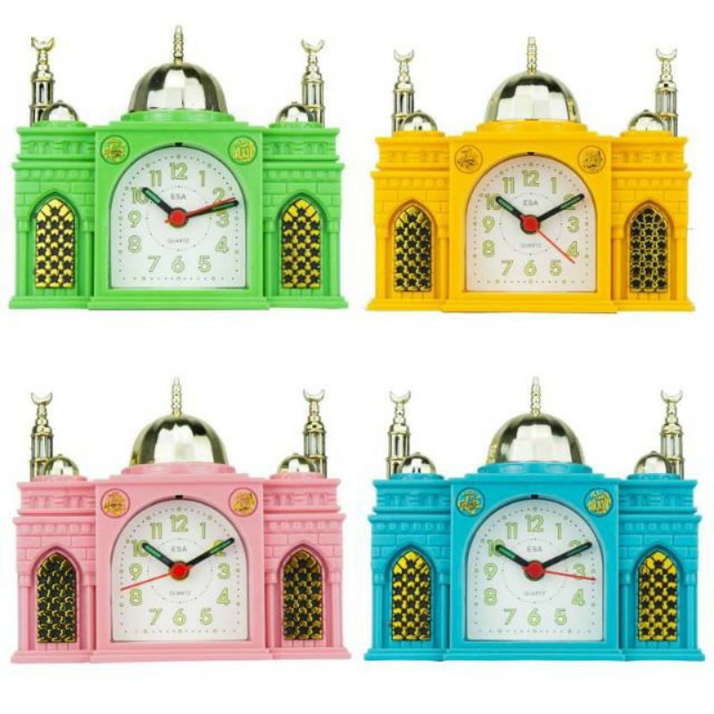 Jam Alarm Suara Adzan Jam Weker Bentuk Masjid