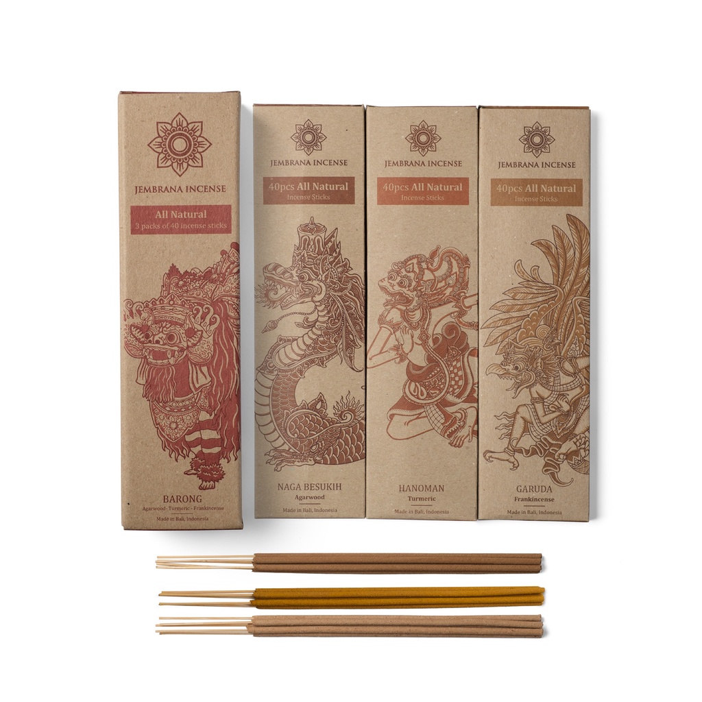 Jembrana Incense - Dupa Bakar Stik Alami Tanpa Parfum khas Bali, Asli Aroma Gaharu / Herbal / Menyan
