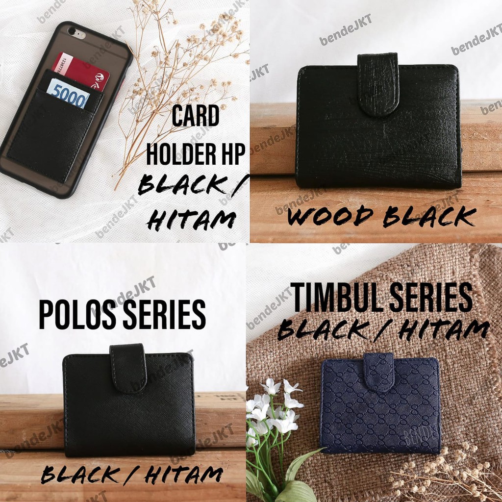 DOMPET KARTU ALL BLACK SERIES BENDE DAN UANG KERTAS PREMIUM WANITA IMPORT TEMPAT KARTU