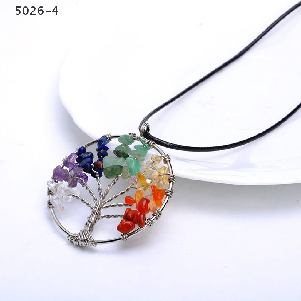 5026-4 Hot Life Tree Pendant Necklace Natural Crystal Quartz Gemstone 7 Chakra Healing 5026-4