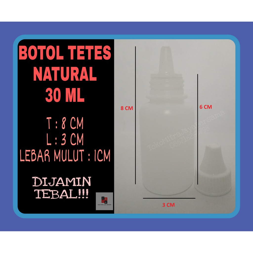 BOTOL TETES 30 ML NATURAL - BOTOL PLASTIK 30 ML NAURAL  - BOTOL HDPE 30 ML NATURAL