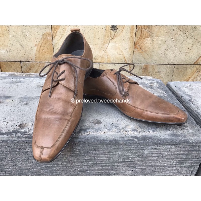 [Preloved / Second]  Dr. Adams - Pointed-toe Pantoffels / Sepatu Kulit Coklat Pantofel Pria