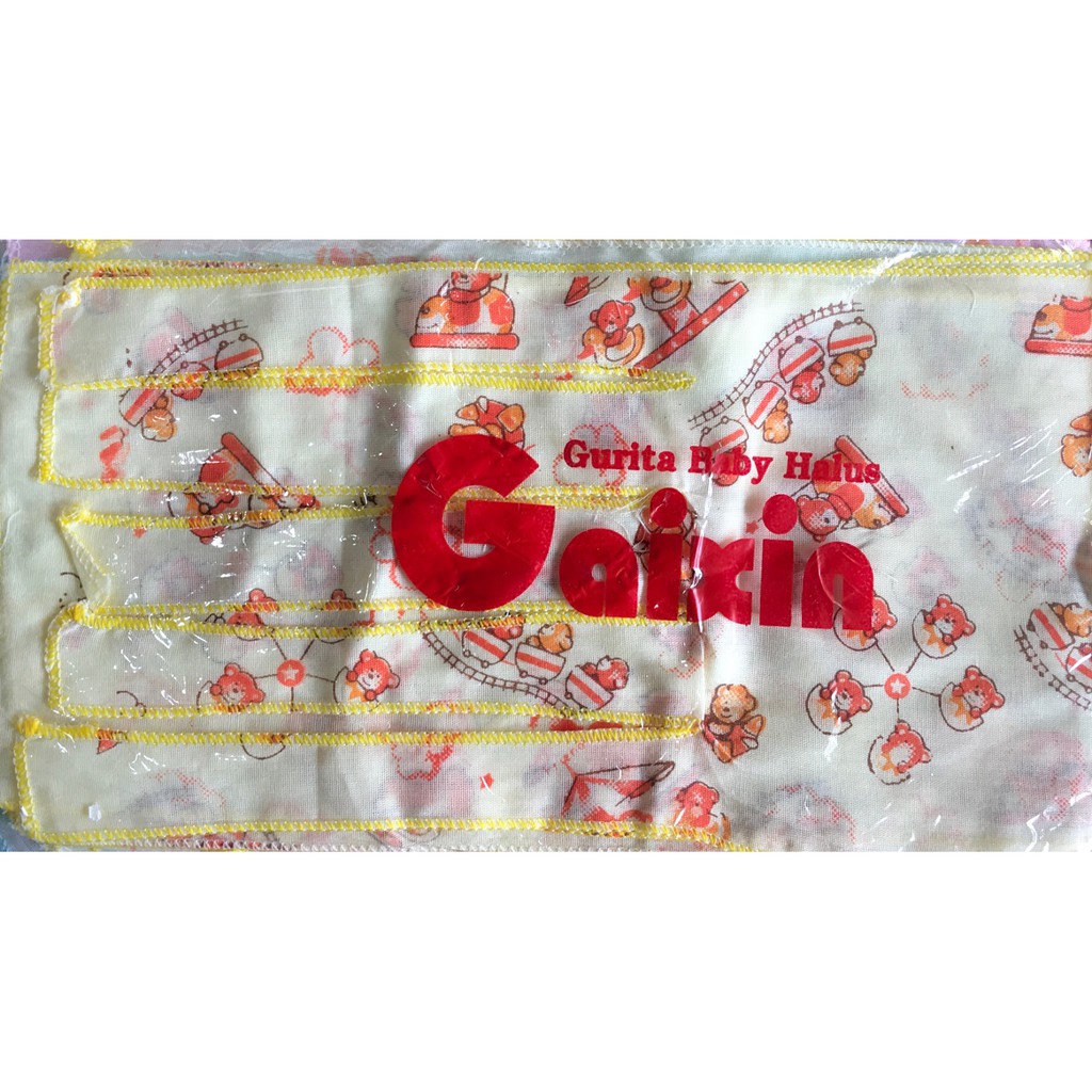 BAYIe -  12 pcs (1 lusin) Gurita/Grito Bayi Tali PUTIH/SABLON GAIXIN Bahan Katun