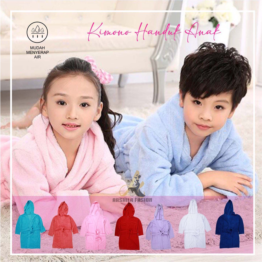 Kimono Handuk Anak Tebal Polos Ada Kupluknya Usia 2-15 Tahun