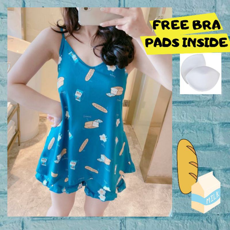 Sleepy Me Piyama Baju Tidur Tanktop Import Korea Hotpants free bra pads dan sexy hot pants