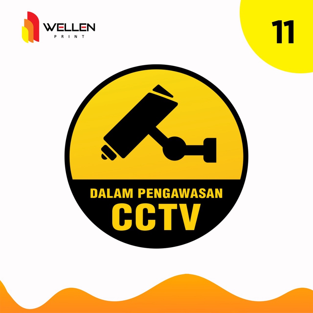 

WELLEN PRINT - Sticker / Stiker Peringatan Tanda Area diawasi kamera CCTV / Camera Pengintai CCTV 16 x 16 cm 02