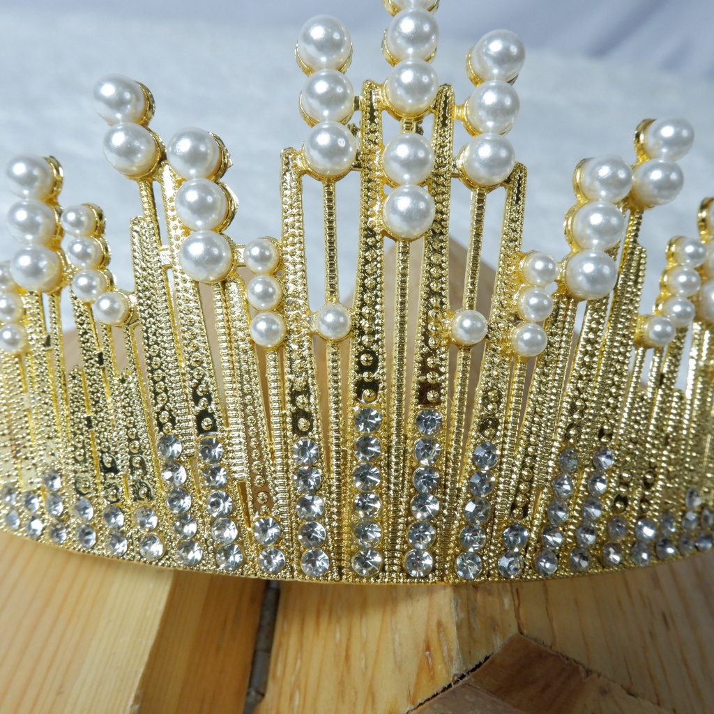 Mahkota/tiara simple mutiara gold