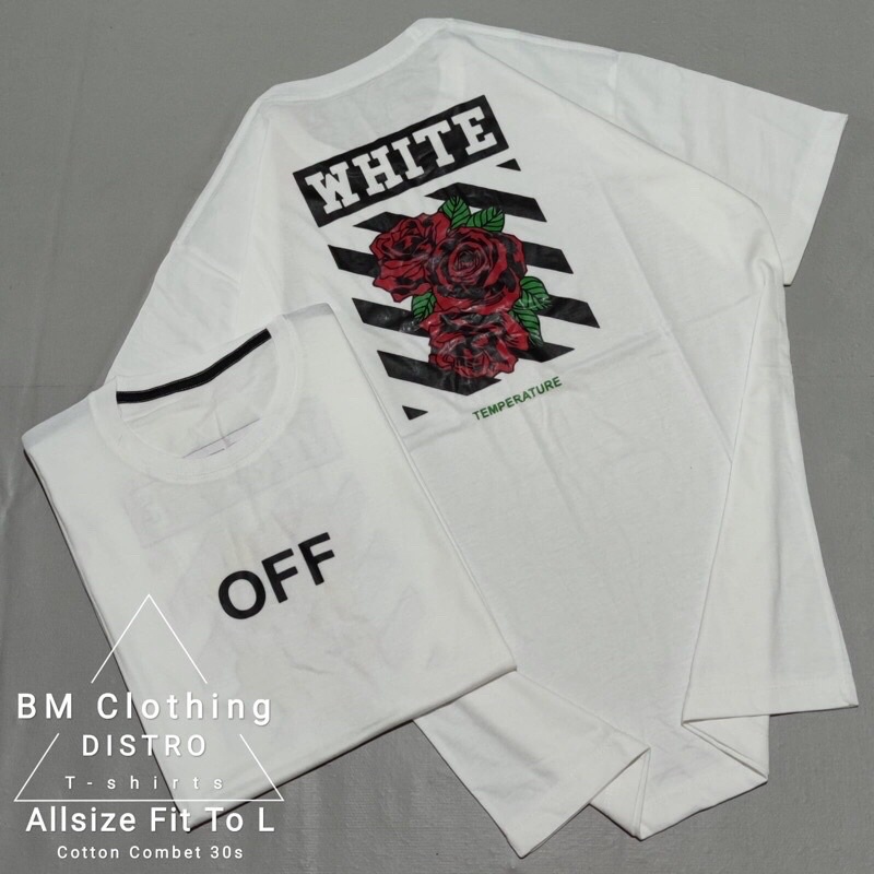 OFF WHITE KAOS OFF WHITE RED ROSE BAJU KAOS T SHIRT ATASAN DISTRO PRIA WANITA COWOK CEWEK GAMBAR BEL