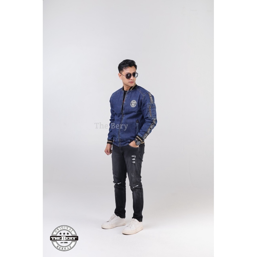 TURUN HARGA ! Jaket Jeans Basic Pria Bordir Tb Taping 71 The Berry - Jaket Jeans Pria - Jaket Jeans Bordir Terlaris