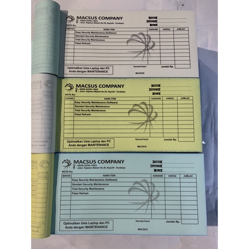 

CETAK NOTA OLSHOP LAUNDRY 3 PLY, NCR, LANGSUNG TEMBUS, UKURAN 10 X 21 CM, PEMBELIAN HARUS 30 BUKU