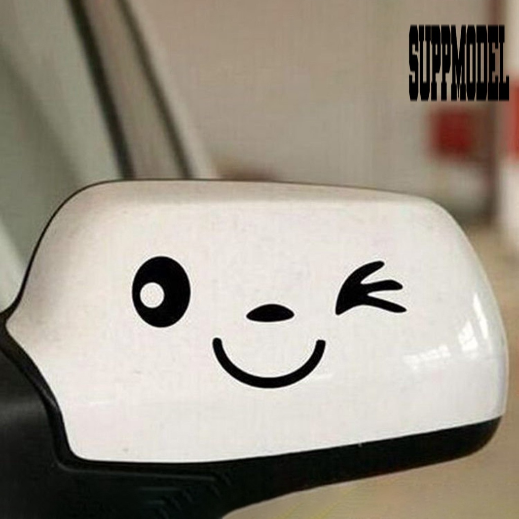 2pcs Y-111 Stiker Reflektif Motif Kartun Smile Tahan Air Untuk Kaca Spion Mobil