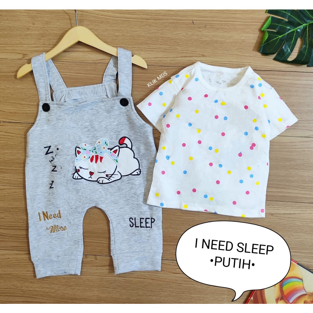 Overall Anak Bayi Laki- Laki Perempuan / Baju Kodok Bayi Cowok Cewek Bahan Kaos Motif I Need Sleep