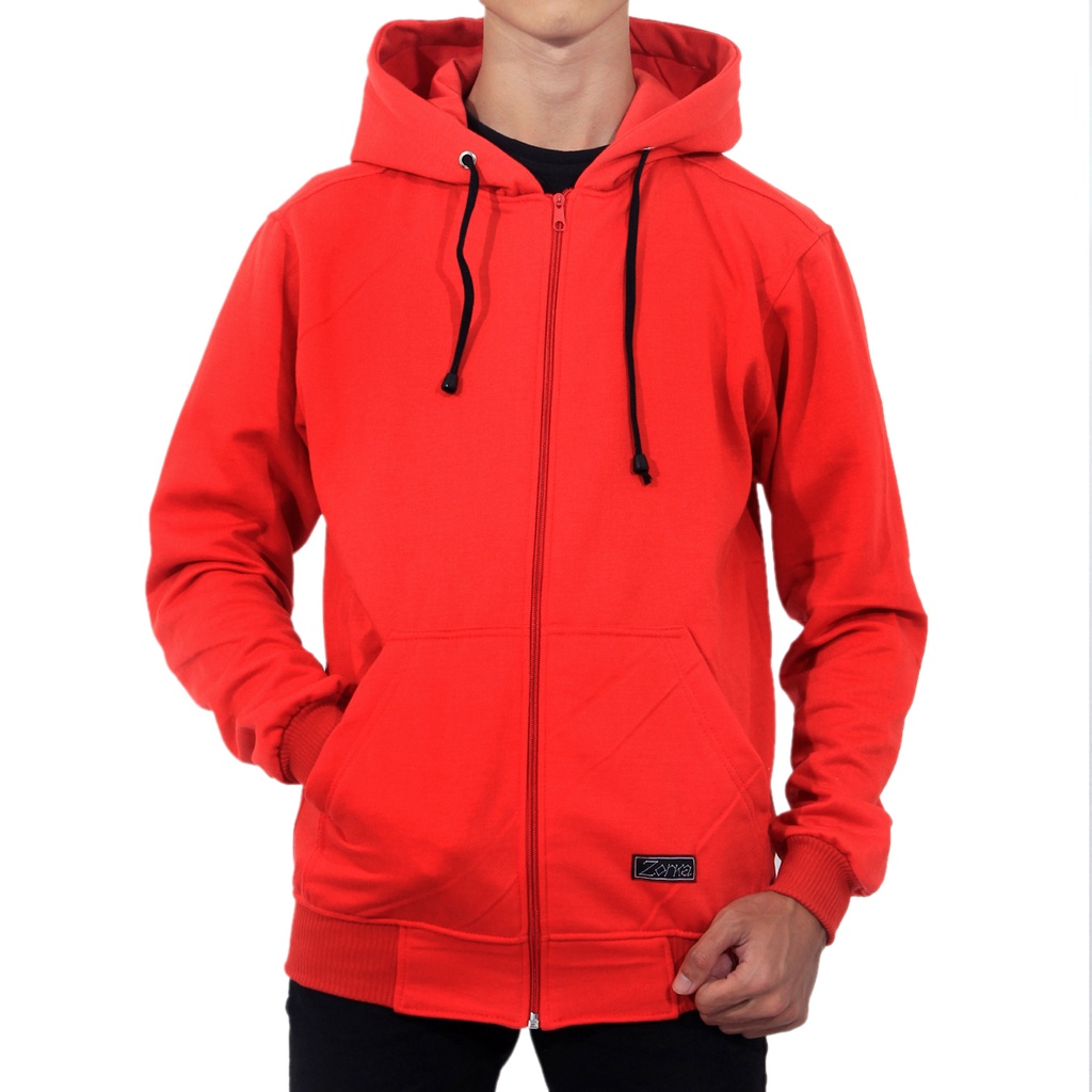 Jaket Hoodie Zipper Merah Unisex Ukuran Besar XL XXL XXXL/ Jaket Zero Heroes Cewek Cowok Distro