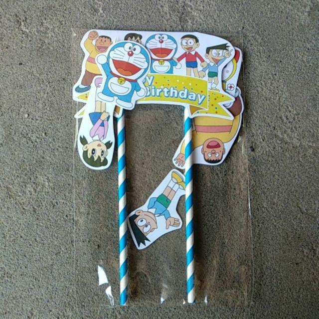 Hiasan Kue Cake Topper Birthday C1 Doraemon Isi 7